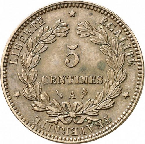 5 Centimes Reverse Image minted in FRANCE in 1896A (1871-1940 - Third Republic)  - The Coin Database