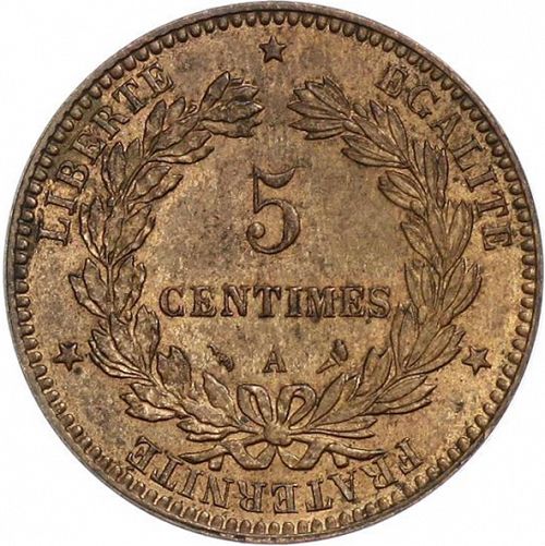 5 Centimes Reverse Image minted in FRANCE in 1897A (1871-1940 - Third Republic)  - The Coin Database