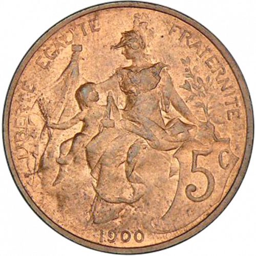 5 Centimes Reverse Image minted in FRANCE in 1900 (1871-1940 - Third Republic)  - The Coin Database