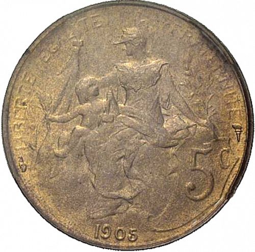 5 Centimes Reverse Image minted in FRANCE in 1905 (1871-1940 - Third Republic)  - The Coin Database