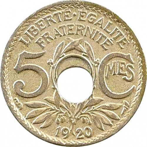 5 Centimes Reverse Image minted in FRANCE in 1920 (1871-1940 - Third Republic)  - The Coin Database