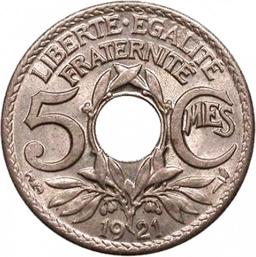 5 Centimes Reverse Image minted in FRANCE in 1921 (1871-1940 - Third Republic)  - The Coin Database