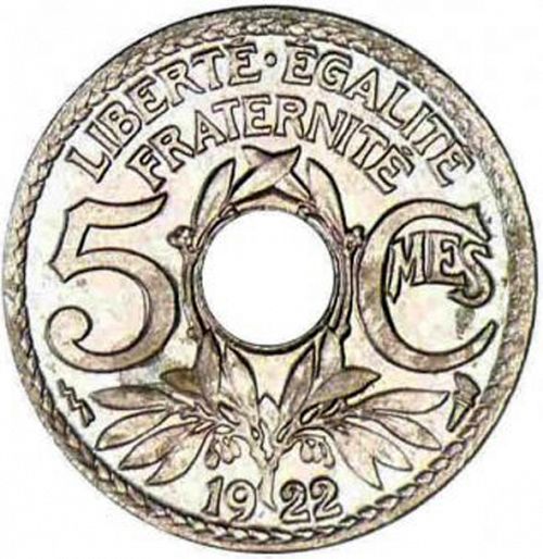 5 Centimes Reverse Image minted in FRANCE in 1922 (1871-1940 - Third Republic)  - The Coin Database