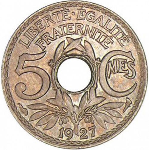 5 Centimes Reverse Image minted in FRANCE in 1927 (1871-1940 - Third Republic)  - The Coin Database