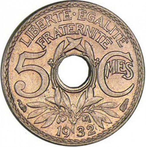 5 Centimes Reverse Image minted in FRANCE in 1932 (1871-1940 - Third Republic)  - The Coin Database