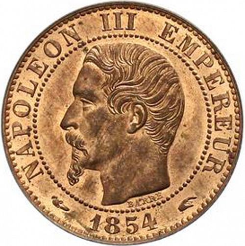 5 Centimes Obverse Image minted in FRANCE in 1854A (1852-1870 - Napoléon III)  - The Coin Database