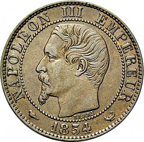 5 Centimes Obverse Image minted in FRANCE in 1854W (1852-1870 - Napoléon III)  - The Coin Database