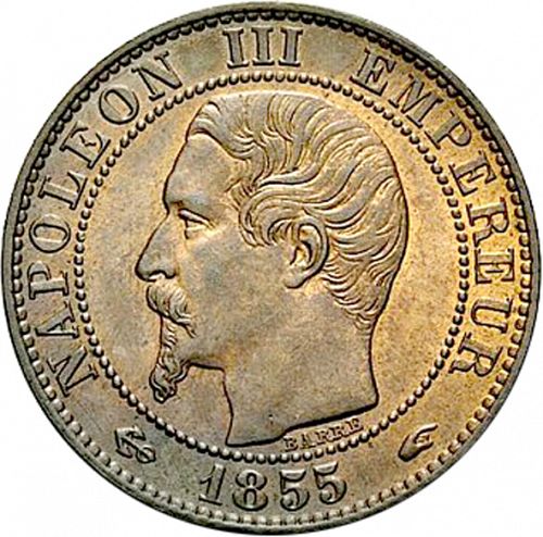 5 Centimes Obverse Image minted in FRANCE in 1855A (1852-1870 - Napoléon III)  - The Coin Database