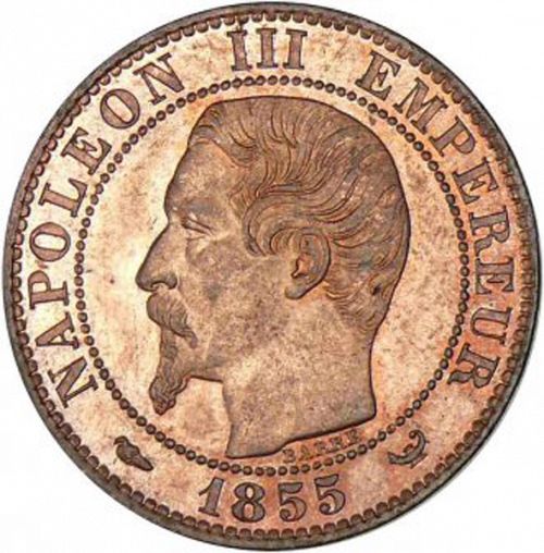 5 Centimes Obverse Image minted in FRANCE in 1855W (1852-1870 - Napoléon III)  - The Coin Database