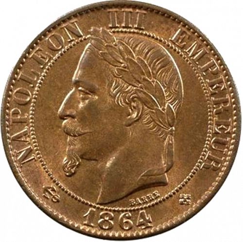 5 Centimes Obverse Image minted in FRANCE in 1864BB (1852-1870 - Napoléon III)  - The Coin Database