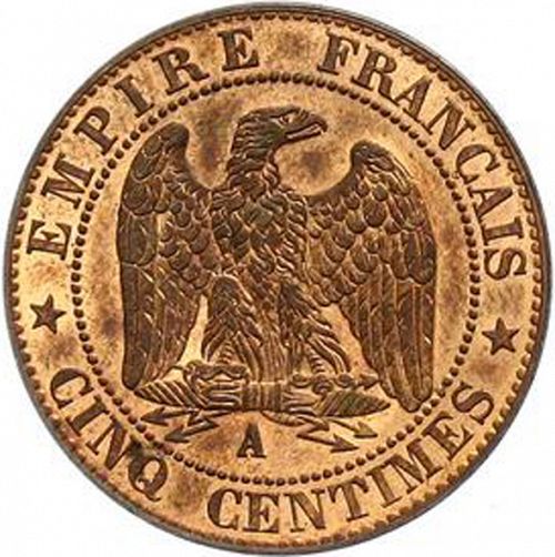 5 Centimes Reverse Image minted in FRANCE in 1854A (1852-1870 - Napoléon III)  - The Coin Database