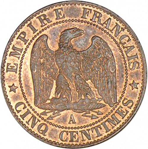 5 Centimes Reverse Image minted in FRANCE in 1855A (1852-1870 - Napoléon III)  - The Coin Database