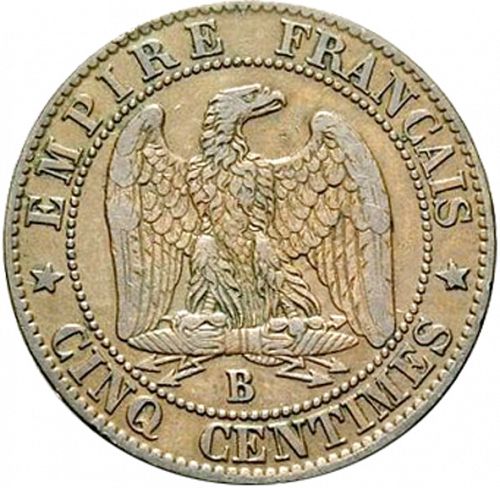 5 Centimes Reverse Image minted in FRANCE in 1856B (1852-1870 - Napoléon III)  - The Coin Database