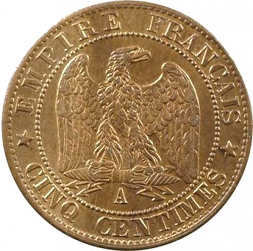 5 Centimes Reverse Image minted in FRANCE in 1863A (1852-1870 - Napoléon III)  - The Coin Database