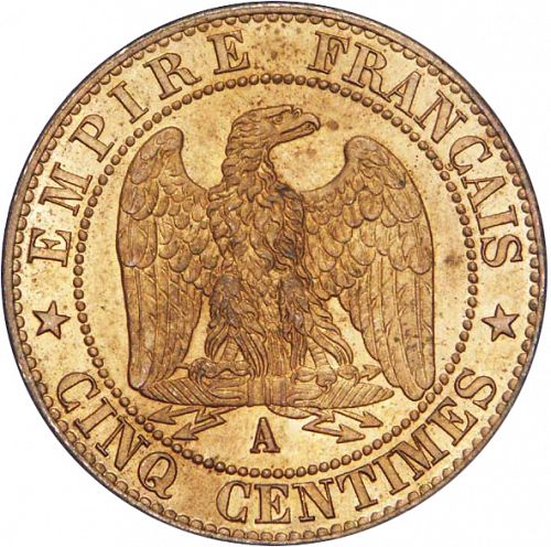 5 Centimes Reverse Image minted in FRANCE in 1864A (1852-1870 - Napoléon III)  - The Coin Database