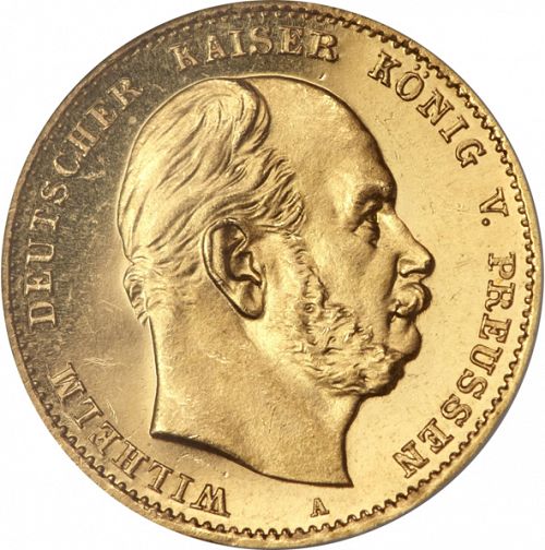 10 Mark Obverse Image minted in GERMANY in 1872A (1871-18 - Empire PRUSSIA)  - The Coin Database