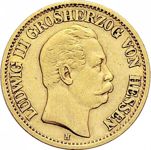 10 Mark Obverse Image minted in GERMANY in 1873H (1871-18 - Empire HESSE-DARMSTATDT)  - The Coin Database