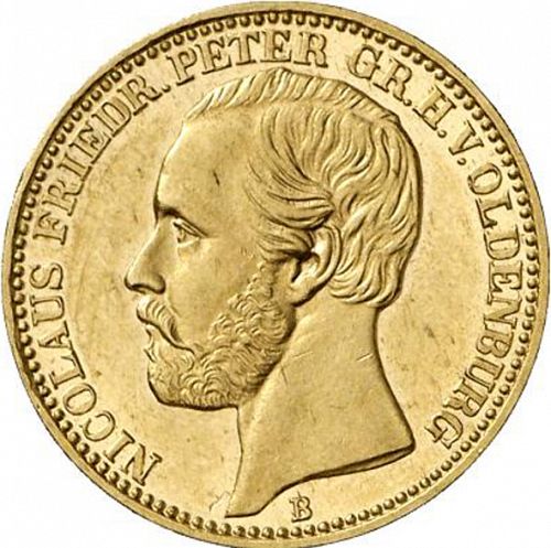 10 Mark Obverse Image minted in GERMANY in 1874B (1871-18 - Empire OLDENBURG)  - The Coin Database