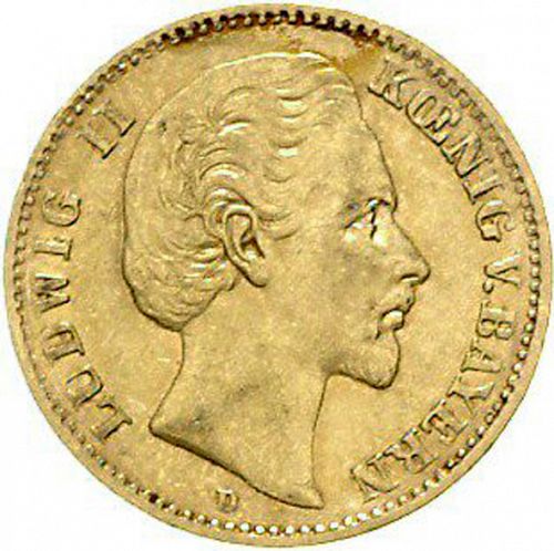 10 Mark Obverse Image minted in GERMANY in 1874D (1871-18 - Empire BAVARIA)  - The Coin Database
