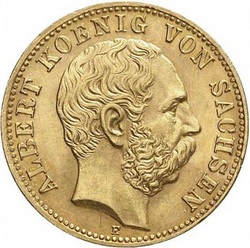 10 Mark Obverse Image minted in GERMANY in 1875E (1871-18 - Empire SAXONY-ALBERTINE)  - The Coin Database