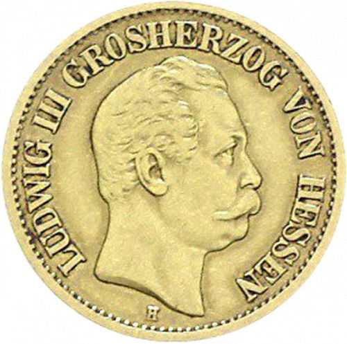 10 Mark Obverse Image minted in GERMANY in 1875H (1871-18 - Empire HESSE-DARMSTATDT)  - The Coin Database