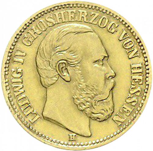 10 Mark Obverse Image minted in GERMANY in 1878H (1871-18 - Empire HESSE-DARMSTATDT)  - The Coin Database