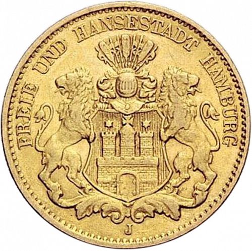 10 Mark Obverse Image minted in GERMANY in 1880J (1871-18 - Empire HAMBURG)  - The Coin Database