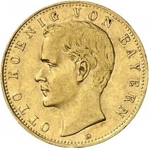 10 Mark Obverse Image minted in GERMANY in 1888D (1871-18 - Empire BAVARIA)  - The Coin Database