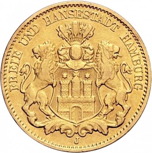 10 Mark Obverse Image minted in GERMANY in 1888J (1871-18 - Empire HAMBURG)  - The Coin Database