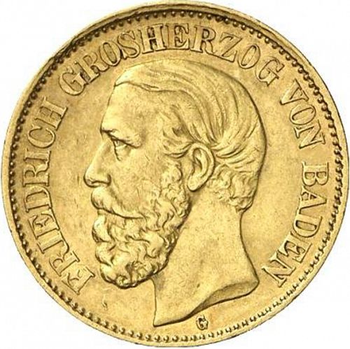 10 Mark Obverse Image minted in GERMANY in 1891G (1871-18 - Empire BADEN)  - The Coin Database