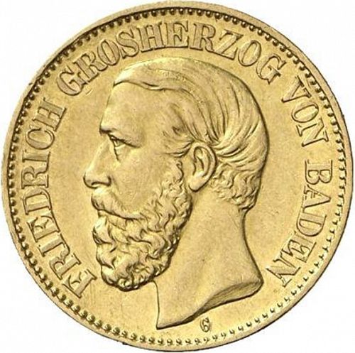 10 Mark Obverse Image minted in GERMANY in 1893G (1871-18 - Empire BADEN)  - The Coin Database