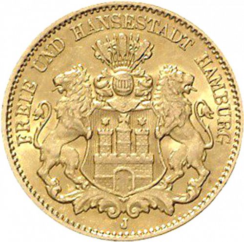 10 Mark Obverse Image minted in GERMANY in 1893J (1871-18 - Empire HAMBURG)  - The Coin Database