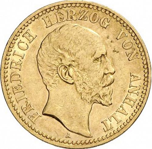 10 Mark Obverse Image minted in GERMANY in 1896A (1871-18 - Empire ANHALT-DESSAU)  - The Coin Database