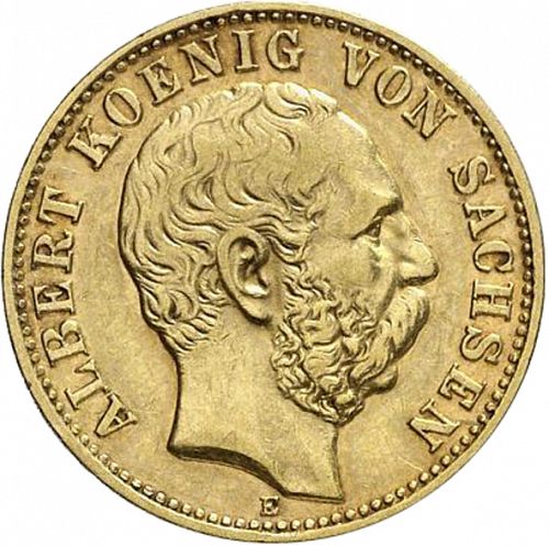 10 Mark Obverse Image minted in GERMANY in 1896E (1871-18 - Empire SAXONY-ALBERTINE)  - The Coin Database