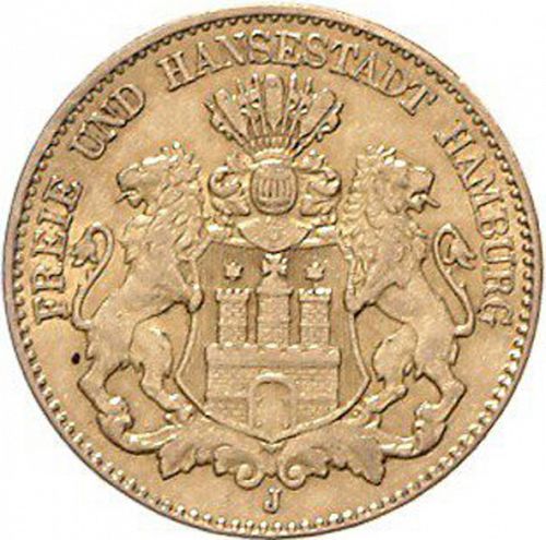 10 Mark Obverse Image minted in GERMANY in 1896J (1871-18 - Empire HAMBURG)  - The Coin Database