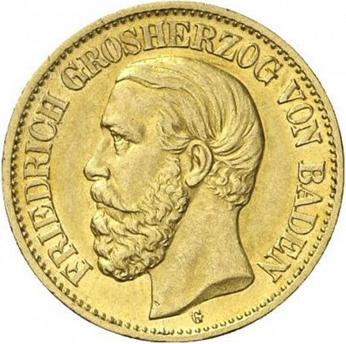 10 Mark Obverse Image minted in GERMANY in 1897G (1871-18 - Empire BADEN)  - The Coin Database