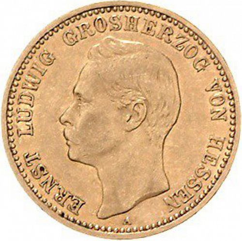 10 Mark Obverse Image minted in GERMANY in 1898A (1871-18 - Empire HESSE-DARMSTATDT)  - The Coin Database