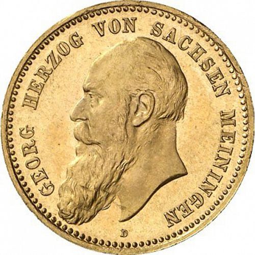 10 Mark Obverse Image minted in GERMANY in 1898D (1871-18 - Empire SAXE-MEININGEN)  - The Coin Database