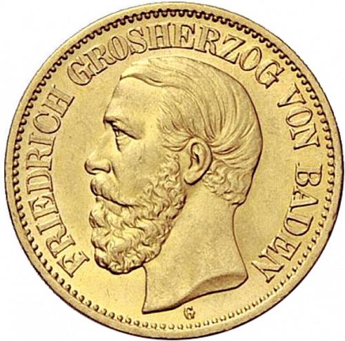 10 Mark Obverse Image minted in GERMANY in 1898G (1871-18 - Empire BADEN)  - The Coin Database