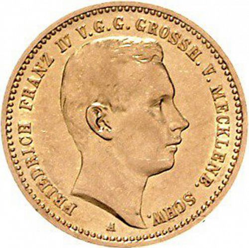 10 Mark Obverse Image minted in GERMANY in 1901A (1871-18 - Empire MECKLENBURG-SCHWERIN)  - The Coin Database