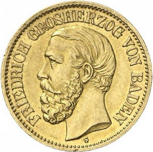 10 Mark Obverse Image minted in GERMANY in 1901G (1871-18 - Empire BADEN)  - The Coin Database