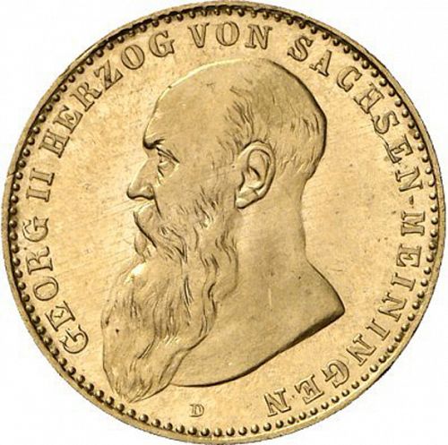 10 Mark Obverse Image minted in GERMANY in 1902D (1871-18 - Empire SAXE-MEININGEN)  - The Coin Database