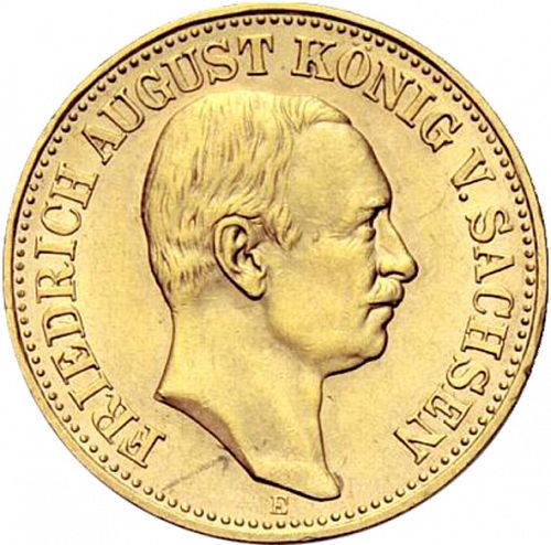10 Mark Obverse Image minted in GERMANY in 1905E (1871-18 - Empire SAXONY-ALBERTINE)  - The Coin Database