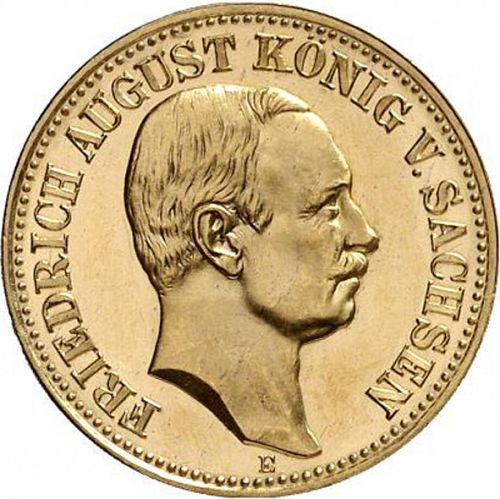 10 Mark Obverse Image minted in GERMANY in 1906E (1871-18 - Empire SAXONY-ALBERTINE)  - The Coin Database