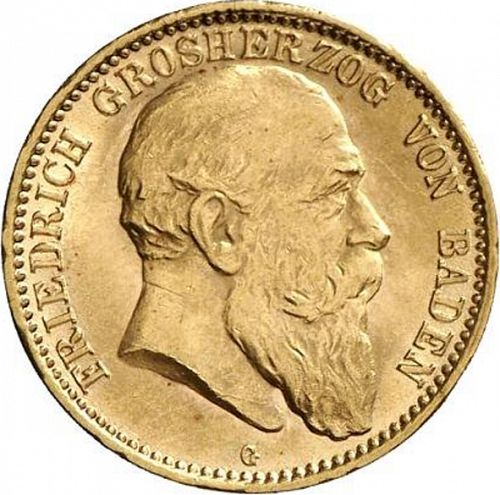10 Mark Obverse Image minted in GERMANY in 1906G (1871-18 - Empire BADEN)  - The Coin Database