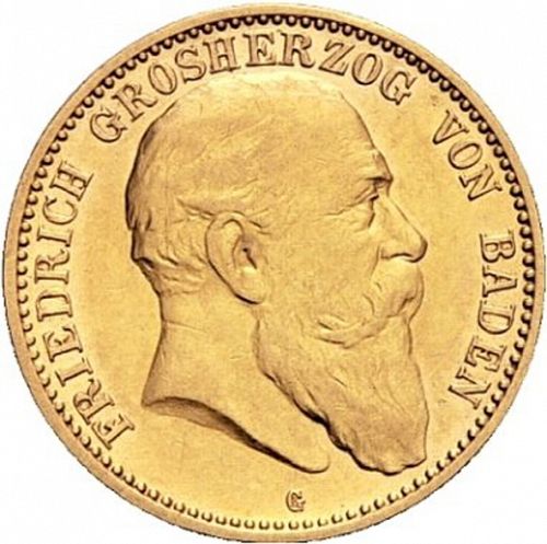 10 Mark Obverse Image minted in GERMANY in 1907G (1871-18 - Empire BADEN)  - The Coin Database