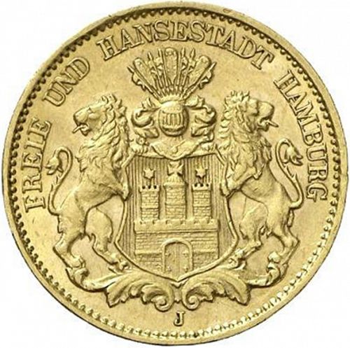 10 Mark Obverse Image minted in GERMANY in 1907J (1871-18 - Empire HAMBURG)  - The Coin Database