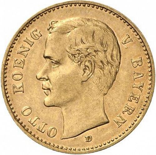10 Mark Obverse Image minted in GERMANY in 1909D (1871-18 - Empire BAVARIA)  - The Coin Database