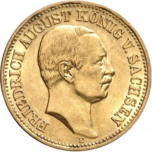 10 Mark Obverse Image minted in GERMANY in 1910E (1871-18 - Empire SAXONY-ALBERTINE)  - The Coin Database