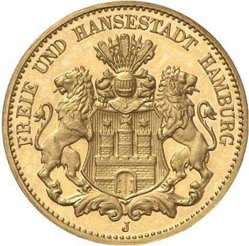 10 Mark Obverse Image minted in GERMANY in 1911J (1871-18 - Empire HAMBURG)  - The Coin Database